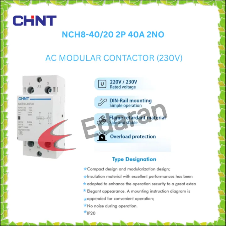 CHINT%20NCH8%202P%2020A/40A%202NO%20AC%20MODULAR%20CONTACTOR%20(230V)%20-%20Image%203