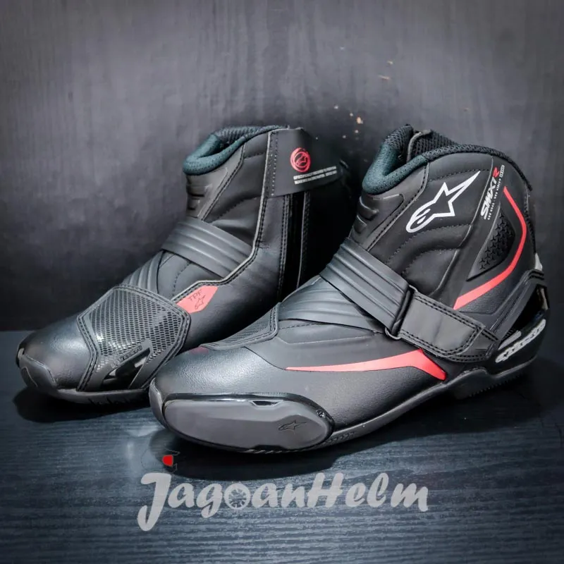 ALPINESTARS SHOES SMX-1 R V2 BLACK RED SMX1 SEPATU TOURING