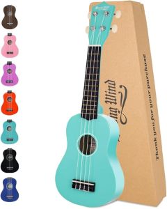 Strong Wind Soprano Ukulele 21 Inch Basswood Ukeleles for Beginners Four Strings Hawaiian Guitar Ukulele for Adults Teenagers Black