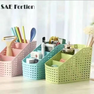 【Hania】Hollow Desktop Plastic Battery Dress Storage Box cosmetic Modern storage box organizer Pen Holder