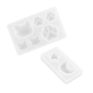 Cute Cat Paw Shaped Silicone Molds for Resin Casting Moon Star Epoxy Mold Handmade Keychain Pendant DIY Tool for