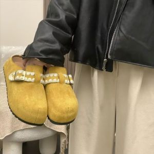 Free Shipping Thick-Soled Slip-On Loafers For Women New Spring Style Fashionable With A Closed-Toe Design And Belt Buckle