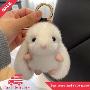 [COD] Thỏ Keychain Fluffy sang trọng pompon Bunny mềm Túi Mặt dây chuyền vài món quà xe Keyring cô gái Ví quyến rũ