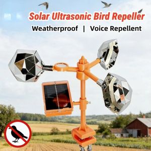 Solar Ultrasonic Bird Repeller LED Flash 360° Coverage Eco-Friendly Outdoor Animal Repellent