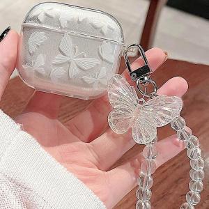 HBESTY  Sparkling Butterfly Print Suitable For airpods pro2 For Apple 2nd Generation Bluetooth Earphone Case Clear Protective Case Box