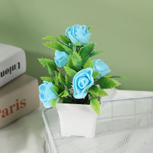 Potted Plant Lifelike Artificial Plastic Simulation Flowers Pot for Home