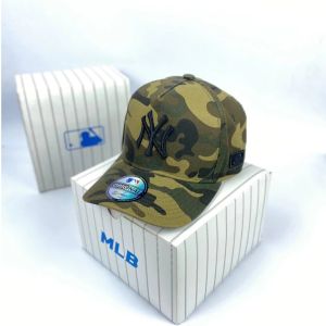 Topi Basseall NY Camo Hijau Armi Bahan Hitam Topi Premium MLB / Topi MLB