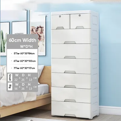 Plastic Drawers Cabinet 5/6/7 Layer With Lock Storage Drawer Laci Simpanan/Plastic Drawer Storage Cabinet Baby Almari Baju Wardrobe 收纳箱/抽屜櫃/衣櫃