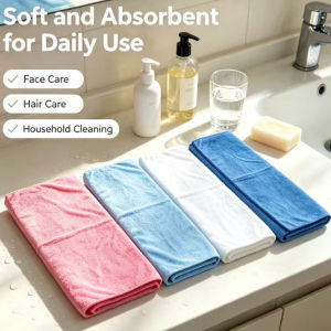 Ultra Soft Highly Absorbent Lint-Free Towel Set in White Light Blue Pink Dark Blue