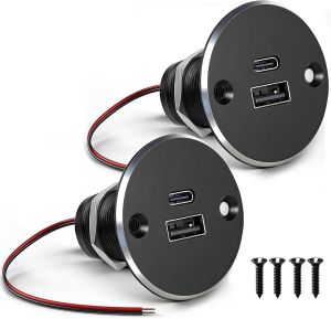 Aluminum RV USB Outlet Dual Port High-Speed 12V Charger Socket