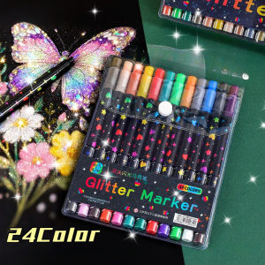 Double Head Glitter Marker Pen Dual Tip Acrylic Sparkle Art Coloring Drawing Kids School DIY