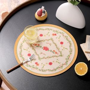 LZD  Oilproof and Heatproof Leather Dining Table Cushion Coffee Table Waterproof Heat-Resistant Mat Light Luxury  Placemat Coasters Heat-Resistant round Mat