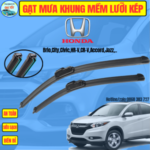Gạt mưa lưỡi kép cao cấp bộ cần gạt kính nước mưa 2 lưỡi khung mềm ô tô HONDA CITYCRVCIVICHRVBRIOACCORD..... gạt mưa oto silicon lưỡi kép cao cấp gạt mưa 2 lưỡi