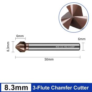 GTRBFDS 1Pcs M35 Cobalt Mũi khoan vát mép 3 cây sáo Thép tốc độ cao Mũi khoan khử gờ  90 độ Dao cắt vát cạnh dành cho máy công cụ gia công  loại và gỗ CNC