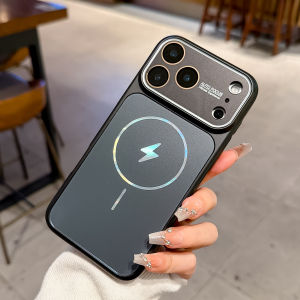Luxury Matte Laser Lightning Magnetic Case For iPhone17 16 15 Pro Max For Magsafe Charging Glass Camera Protection Hard Cover