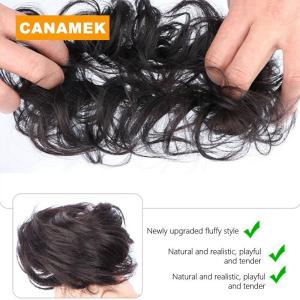 【CANAMEK】 Synthetic Curly Bun Messy Claw Chignon Clip Elastic Hair Scrunchies Hairpieces Donut Updo Hair Pieces For Women