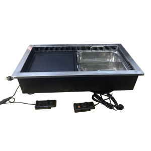 Bếp lẩu nướng 2 trong 1 Bếp lẩu nướng đa năng nhà hàng bếp từ tròn âm bàn bếp lẩu nướng 2 ngăn