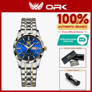 OPK resmi autentik jam tangan wanita terbaru 2025 anti air elegan mewah bercahaya kalender pelat jam berlian tali jam baja tahan karat