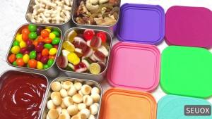 HTEVW 6Pack 6oz Stainless Steel Snack Containers for Kids Easy Open Leak Proof Metal Toddler Snack Containers with Silicone Lids Stackable Metal Toddler Lunch for Daycare School and Travel