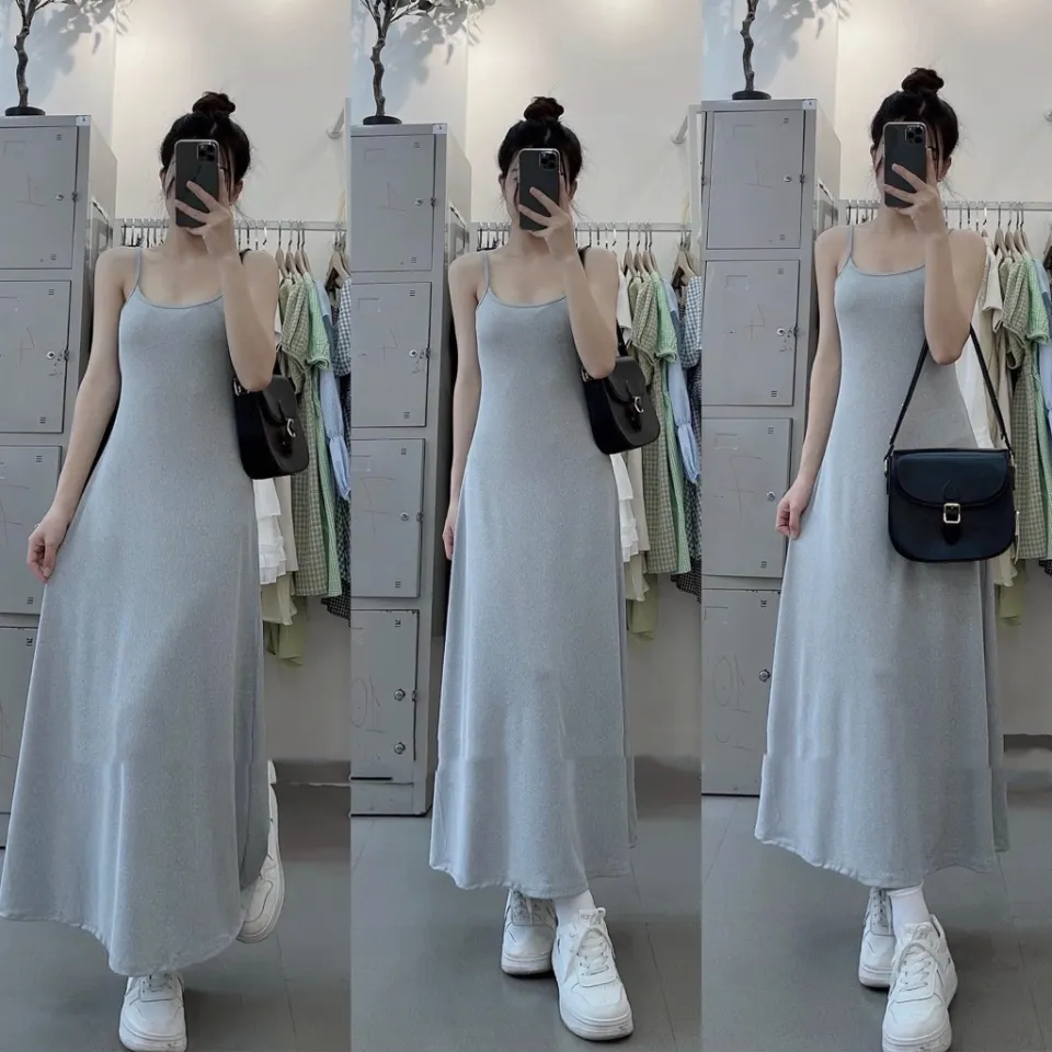 Đầm Váy Nữ Thun Tăm Lạnh Dáng Dài Kèm Dây Thắt Lưng Sa704 - Sam Store