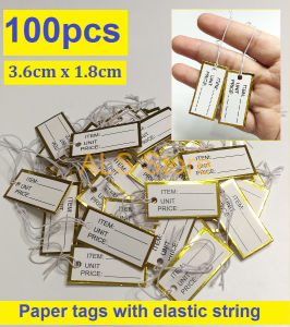 100Pcs White Paper Jewelry Clothes Label Price Tags with Elastic String - 3.6cm x 1.8cm