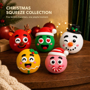 Christmas Character Dog Face Squishy Toy Stress Relief Squeeze Toys Large Size Funny Reindeer Snowman Simulation Toys Slow Rebound