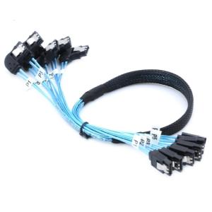 Efficient SAS4.0 6SATA to 6SATA 7PIN Data Server RAIDs Cable for SSDs and RAIDs Configuration 500m OhmMinimum Impedances