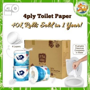 4ply Toilet Paper [40 Rolls] Buyela 4ply Bathroom Toilet Paper Roll 买下去 四层厕纸 1 carton = 40 rolls