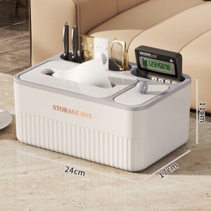 HOTUS กล่องทิชชู่มีช่องวางมือถือ สีเทา วัสดุพลาสติกแข็งแรง ใช้ได้ทั้งห้องนอนและห้องนั่งเล่น