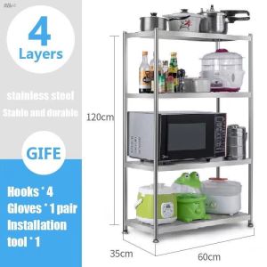 304 Stainless Steel Gas Stove Stand Rack Thicken Kitchen Cabinet Rack Stainless Steel Shelf Gas Rack Stove Rack Kitchen Stand Organizer Space Saver