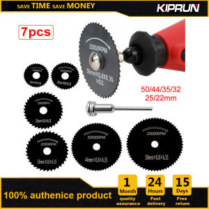 KIPRUN 7Pcs Mini HSS Circular Saw Blade Rotary Tool For Dremel Metal Cutter Power Tool Wood Cutting Discs Drill Mandrel Cutoff 22-50mm