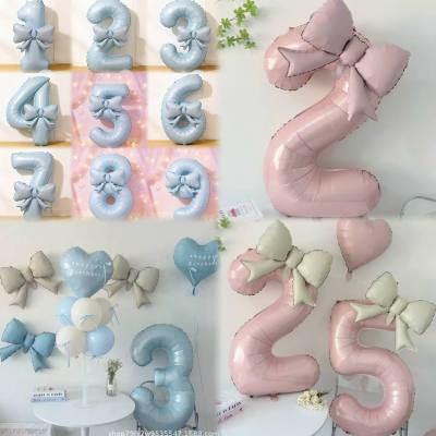 ✨Ready Stock✨32inch Matte Baby Blue Baby Pink Number 0-9 Foil Balloon Birthday Party Decoration Belo