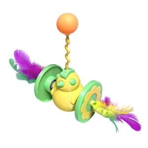 Cat Interactive Toys Cat Kitten Tumbler Toy with Feathers and Bell For Cats Kitten