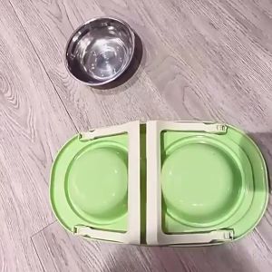 PETWELL 2-IN-1 Cat Bowl Foldable Double Pet Bowl Neck Protection Large Capacity Detatchable Pet Bowl