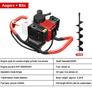 Earth Ground Auger Drill Machine Engine 2 Stroke 4HP with 10/15/20CM Drill Bits Holes Garden Penembuk Lubang Tanah Pokok