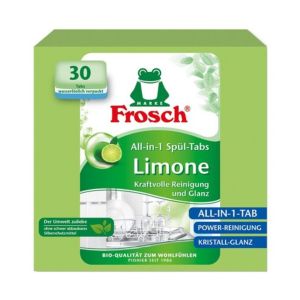 Frosch Green Lemon Dishwasher Tablets – All-in-One Eco-Friendly Detergent & Rinse 30 Tablets (540g) | Powerful German Cleaning Technology