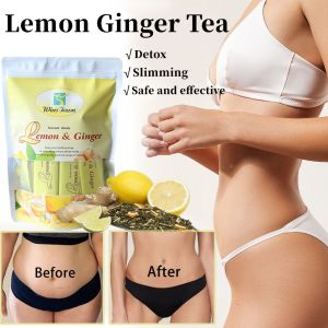 Slimming Diet Tea Burn Fat Tea Detox Lemon&Ginger Natural Weight Loss Daytime Bedtime Tea Organic Instant 150g
