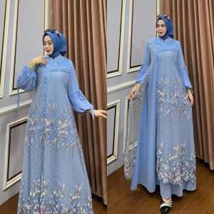 Dress Brokat Kondangan Terbaru 2026 Viral Kekinian Gamis Ceruty Mix Brukat Mewah Elegan Dress Muslim Wanita Remaja Dewasa Lebaran 2026 Bisa Cod