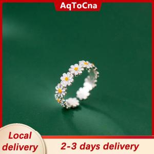[COD] AqToCna Ship within 24 hours Vintage Daisy Flower Rings For Women Cute Flower Ring Adjustable Open Finger Ring Wedding Engagement Rings Trends Female Jewelry