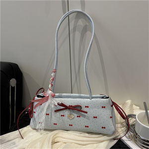 YOOXI 【ส่งจากไทย】กระเป๋าไหล่โบว์ที่มีสีสัน ผู้หญิงกระเป๋าไหล่ที่สวยงามกระเป๋าถุงมือน่ารักสาวกระเป๋าเล็กแฟชั่นใหม่ +จี้เชอร์รี่