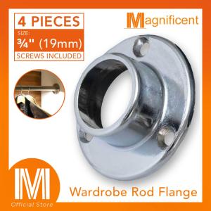 Chrome Plated Round Flange Base Wall Mounted for 19mm (3/4 ) Curtain Rod Kurtina Rod Cabinet Post (4 pcs)