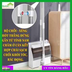 BỘ CHỔI - XẺNG HÓT THẲNG ĐỨNG GẮN TỪ TÍNH NAM CHÂM Ở CÁN KẾT HỢP CHẢI SẠCH CHỔI KHỎI TÓC RÁC ĐỌNG "BAHAMAR" Có thể gấp gọn có nam châm gắn chổi và xẻng hót dựng đứng tiết kiệm không gian bảo vệ môi trường