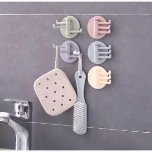 TS TS Kitchen Bathroom Self Adhesive Wall Hook with 3 Rotatable Arms