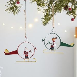 HUNIU HOUSE Treo Dây Chuyền Hình Hươu Hoạt Hình Giáng Sinh Sắt Ông già Noel Đồ trang trí treo Giáng sinh Nghệ thuật trang trí Thiết kế máy bay dây chuyền người tuyết Đồ trang trí ngày lễ