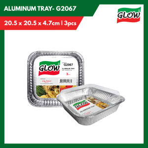 GLOW 3pcs Aluminum Tray Foil with Lid Rectangle/Square Thickening Loaf Pan Food Container Catering