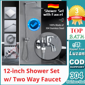 🔝Top Bath 8 10 12 Inch 304 Stainless Steel Bathroom Square Rain Shower Set with 1 in 2 out Faucet 1.5Meter Shower Hose  Top Spray Shower Arm Pipe Shower Rod 40cm  2 Way Faucet For Shower Set Premium Quality 304 Stainless Steel 8 10 12 Inch Shower.