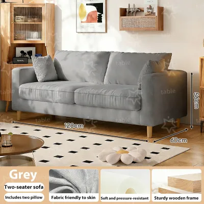 Table Trove.PH Solid Wood Fabric Sofa 1-3 Seater Sofa Removable & Washable Nordic Style Sofa Chair For Living Room