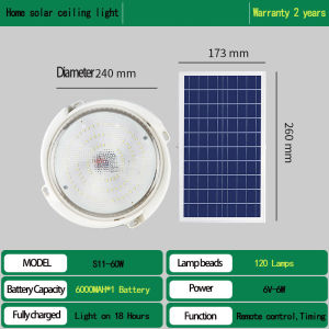 LED Solar Light Indoor Home Lampu Solar Ceiling Light Solar Lamp Outdoor Waterproof With Solar Panel 太陽能燈