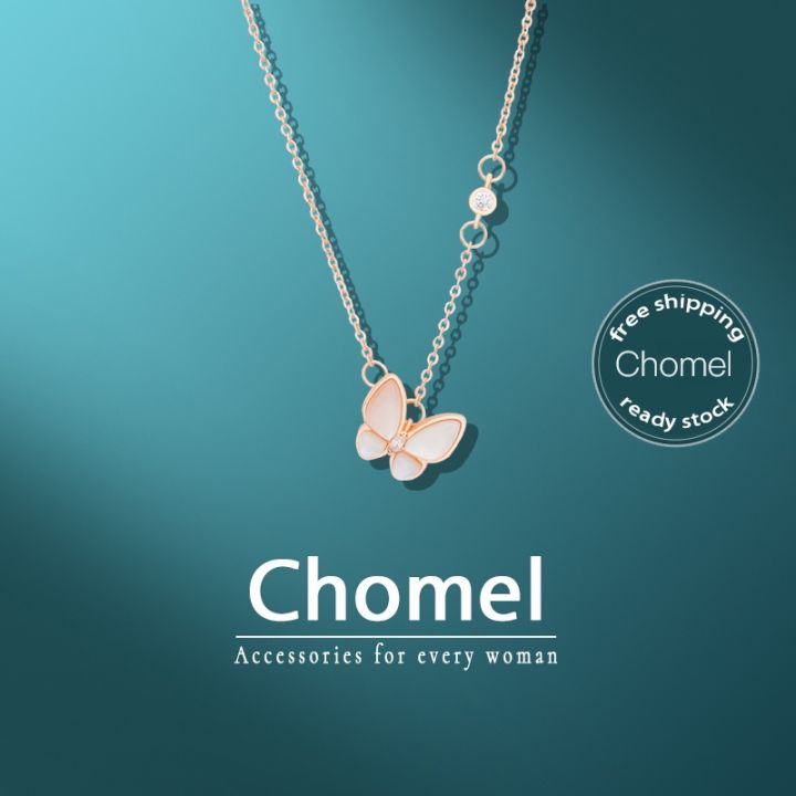 CHOMEL Singapore Butterfly necklace for women 18K no rusting chain cute ...