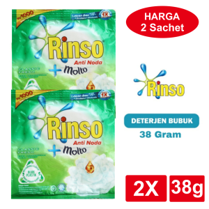 ATTACK Rinso Soklin Daia DETERJEN Bubuk Anti Noda 2 x 40g Kemasan Sachet